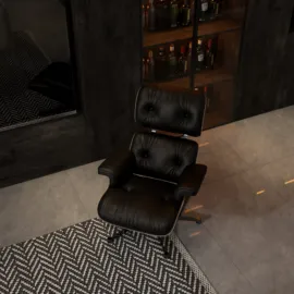 modern armchair showcasing sleek design in a cozy living space utilizing Homestyler's real-time 3D rendering feature