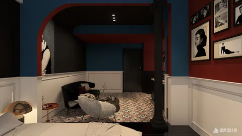 modern armchair arrangement in a stylish living room featuring a bold color scheme that enhances the space's aesthetic, showcasing Homestyler's real-time 3D rendering feature for improved design visualization.