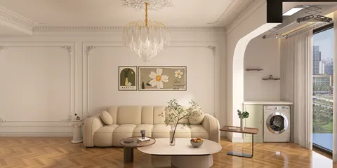 A cozy living room featuring a stylish sofa and a modern coffee table with floral decor, designed in a contemporary style, showcasing interior design elements for comfortable living spaces with Homestyler's real-time 3D rendering feature.