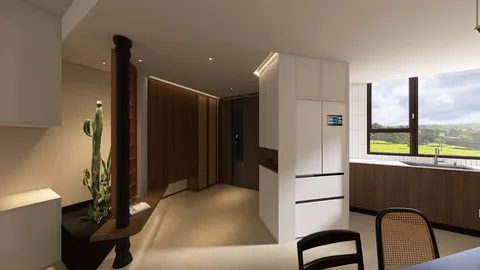 modern kitchen design showcasing open layout and smart furniture arrangement with Homestyler's real-time 3D rendering feature