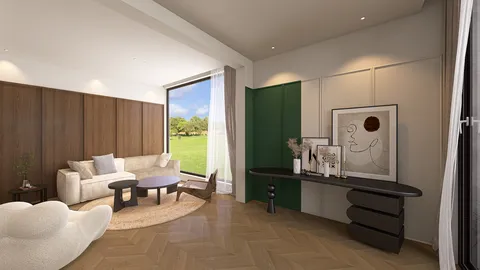 spacious living room with modern furniture arrangement using Homestyler for interior decoration, featuring a minimalist style and enhancing the space value with natural light