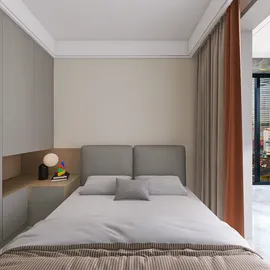 modern bedroom design showcasing a cozy atmosphere with smart furniture arrangement, featuring Homestyler's real-time 3D rendering for efficient space visualization.