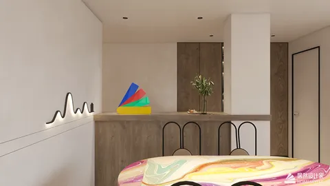 modern dining area with colorful decor and stylish furniture showcasing AR virtual furniture placement feature by Homestyler