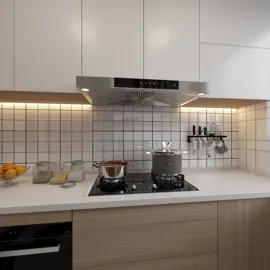 kitchen space featuring modern cabinetry and essential appliances preparing a meal in a contemporary style, showcasing interior design possibilities with Homestyler's real-time 3D rendering feature.