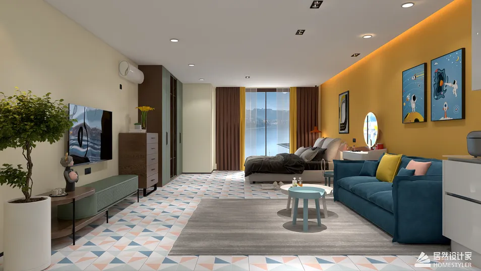 modern living room with cozy furniture arrangement using smart furniture layout in a contemporary style, showcasing interior decor ideas