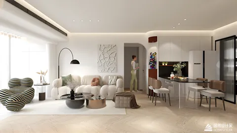 Modern living room design featuring a cozy sofa and stylish decor , showcasing interior design ideas for small spaces using Homestyler's real-time 3D rendering functionality.