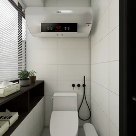 modern bathroom featuring a sleek toilet and minimalist design with clean lines and natural light, showcasing interior decor elements for contemporary spaces; utilizing Homestyler's real-time 3D rendering for accurate design visualization.