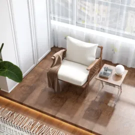 cozy armchair with soft throw blanket positioned beautifully in a modern living room enhancing relaxation and comfort using Homestyler's real-time 3D rendering feature