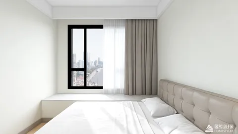 modern bedroom design showcasing a minimalist style with natural light highlighting the space, utilizing Homestyler's real-time 3D rendering feature for effective visual previews.