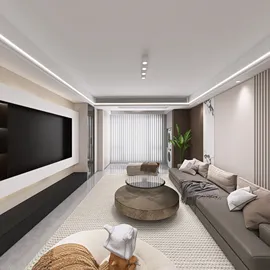 modern living room design featuring a comfortable sofa and contemporary coffee table, utilizing Homestyler's real-time 3D rendering for a quick design preview